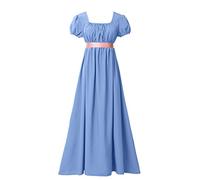 BLESSUME Abito da tè vintage da donna a vita alta, Azzurro, XXL