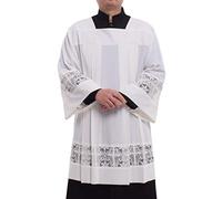 BLESSUME cattolico Pieghe Pizzo Cotta Liturgico Cotta Vestment (XXL, Bianca)