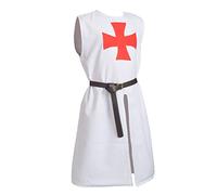 BLESSUME Cavaliere Tunica Medievale Costume da Crociato Cavaliere Templare Carnevale Larp Cospaly (Bianca)
