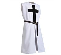 BLESSUME Cavaliere Tunica Medievale Costume da Crociato Cavaliere Templare Carnevale LARP Cospaly (Bianca 2)