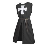 BLESSUME Cavaliere Tunica Medievale Costume da Crociato Cavaliere Templare Carnevale LARP Cospaly (Nero 1)