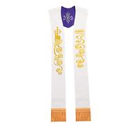 BLESSUME Church Stole sacerdote Pianeta paramenti Reversibile Stola da ricamo (Bianco & Viola #3)