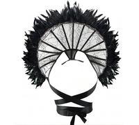 BLESSUME Collare gotico con piume, stile vittoriano, in rete, per costume di Halloween, Misura unica