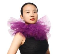 BLESSUME Collare Vittoriano Clown Gorgiera Rinascimentale Rete Colletto con Volant a Strati Halloween, Carnevale (Viola)