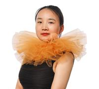 BLESSUME Collare Vittoriano Clown Gorgiera Rinascimentale Rete Colletto con Volant a Strati Halloween, Carnevale (Arancione)