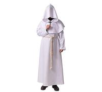 BLESSUME Costume da Monaco Frate Medievale Abito Talare Costume (L, Bianca)