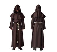 BLESSUME Costume da Monaco Frate Medievale Abito Talare Costume (M, Marrone)