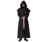 BLESSUME Costume da Monaco Frate Medievale Abito Talare Costume (Nero, XL)