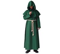 BLESSUME Costume da Monaco Frate Medievale Abito Talare Costume (S, Verde)
