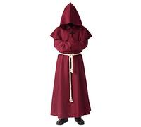 BLESSUME Costume da Monaco Frate Medievale Abito Talare Costume (XL, Borgogna)