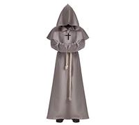 BLESSUME Costume da Monaco Frate Medievale Abito Talare Costume (XL, Grigio)