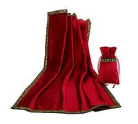 BLESSUME Divination Wicca - Tovaglia tarocchi d'altare in velluto con sacchetto di tarocchi (rosso 1)