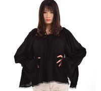 BLESSUME Donne Pirata Camicetta Medievale Via Spalla Contadino Chemise Wench Camicia (XL, Nero)