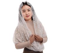 BLESSUME Donne Pizzo Infinito cattolico Cappella Velo Latino Massa Mantiglia Capo Copertura (Bianca)