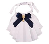 BLESSUME Donne Vittoriano Chiffon Jabot Collo Collare 1 Pezzo (Bianco & Blu Scuro)