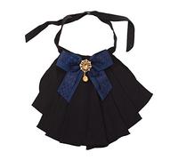 BLESSUME Donne Vittoriano Chiffon Jabot Collo Collare 1 Pezzo (Nero & Blu Scuro)