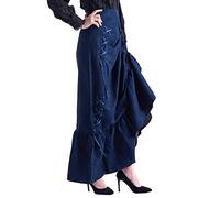 BLESSUME Donne Vittoriano Punk Corsetto Gonna High-Low (Blu, Large)