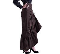 BLESSUME Donne Vittoriano Punk Corsetto Gonna High-Low (Marrone, Large)