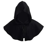 BLESSUME Frate Medievale cappuccio accappatoio Monaco Rinascimento Sacerdote accappatoio Halloween Cosplay Costume (Taglia unica, Nero cappuccio Cappello+Collana)