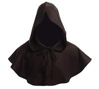 BLESSUME Frate Medievale cappuccio accappatoio Monaco Rinascimento Sacerdote accappatoio Halloween Cosplay Costume (Taglia unica, Marrone cappuccio Cappello+Collana)