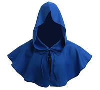 BLESSUME Frate Medievale cappuccio accappatoio Monaco Rinascimento Sacerdote accappatoio Halloween Cosplay Costume (Taglia unica, Blu cappuccio Cappello+Collana)