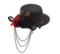 BLESSUME Gotico Donne Steampunk Ingranaggio Ali Orologio Farfalla Cappello Pizzo Capelli Clip Copricapo (E)