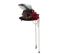BLESSUME Gotico Donne Steampunk Ingranaggio Ali Orologio Farfalla Cappello Pizzo Capelli Clip Copricapo (C)