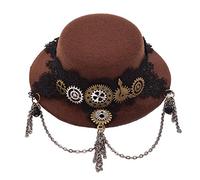 BLESSUME Gotico Donne Steampunk Ingranaggio Ali Orologio Farfalla Cappello Pizzo Capelli Clip Copricapo (H)