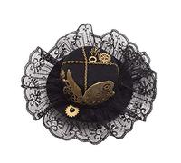 BLESSUME Gotico Donne Steampunk Ingranaggio Ali Orologio Farfalla Cappello Pizzo Capelli Clip Copricapo (L)