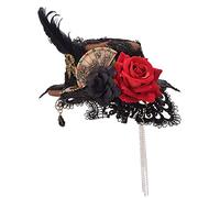 BLESSUME Gotico Donne Steampunk Ingranaggio Ali Orologio Farfalla Cappello Pizzo Capelli Clip Copricapo (F)