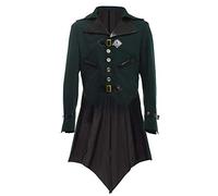 BLESSUME Gotico vittoriano Frac Steampunk VTG Coat Giacca Halloween Cosplay Costume (3XL, Verde scuro)