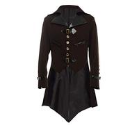 BLESSUME Gotico Vittoriano Frac Steampunk VTG Coat Giacca Halloween Cosplay Costume (XL, Marrone)