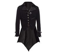 BLESSUME Gotico Vittoriano Frac Steampunk VTG Coat Giacca Halloween Cosplay Costume (XL, Nero)
