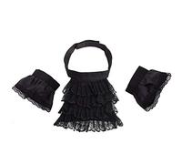 BLESSUME Jabot e Polsini in Pizzo Unisex Medievale Colletto, Poco Nero Jabot Polsini Impostato