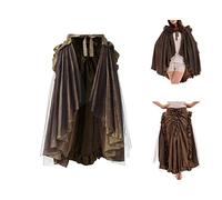 BLESSUME Mantello Medievale Steampunk Vittoriano Volant Gonna Trambusto (Marrone)