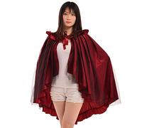 BLESSUME Mantello Medievale Steampunk Vittoriano Volant Gonna Trambusto (Rosso)