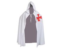 BLESSUME Mantello medievale templare cavaliere ospedaliero con cappuccio mantello (bianco 1)