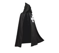 BLESSUME Mantello per cavalieri Meidieval Black LARP con croce bianca, Nero, Taglia unica
