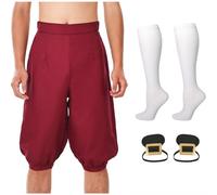 BLESSUME Pantaloni Medievali da Uomo Coloniali Knicker Pantaloni Calze Copriscarpe, Vino rosso, Medium