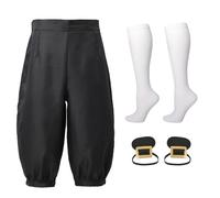 BLESSUME Pantaloni medievali da uomo coloniali mutandine, calze, copriscarpe, nero, Medium