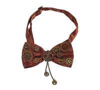 BLESSUME Papillon Steampunk Cravatta Medievali con Ingranaggi Accessori Cosplay, Taglia Unica (Marrone 1)