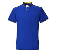 BLESSUME Polo Clergy Uomo Camicia a Maniche Corte con Colletto a Linguetta (Blu Reale, S)