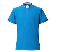 BLESSUME Polo Clergy Uomo Camicia a Maniche Corte con Colletto a Linguetta (Pavone Blu, M)