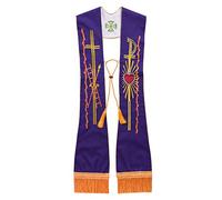 BLESSUME Sacerdote Reversibile Ha rubato Clero Liturgico squisito ricamato Ha rubato (Bianca &Viola)