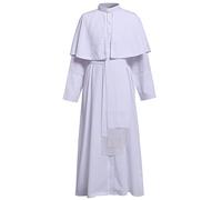 BLESSUME Sacerdote Tonaca Prete Soutane Romano Clero Robe con fascia Cincture vita(L, Soutane bianca con cintura)