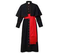 BLESSUME Sacerdote Tonaca Prete Soutane Romano Clero Robe con fascia Cincture vita(XL, Soutane nera con cintura rossa)