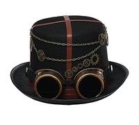 BLESSUME Steampunk - Cappello a cilindro con occhiali, per carnevale, Halloween, feste a tema (L, nero 2)
