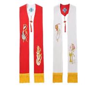 BLESSUME Stola da sacerdote reversibile ricamata con nappe, scialli per matrimonio