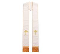 BLESSUME Stola Messa del Clero Stola Nozze Ricamata a Croce (White/Gold)