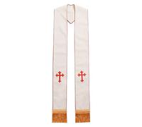BLESSUME Stola Messa del Clero Stola Nozze Ricamata a Croce (White/Red)